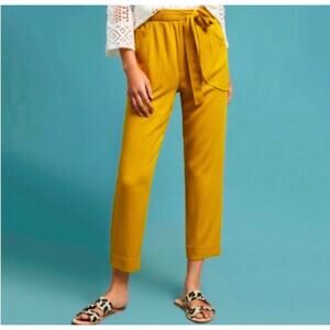 ANTHROPOLOGIE DOLAN Left Coast Collection Paper Bag Pants Golden Yellow Sz Small